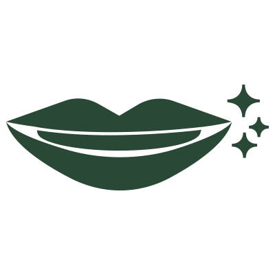 A green smile with sparkles