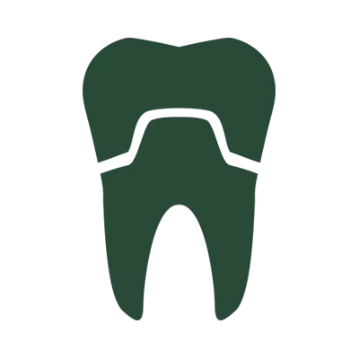 A green tooth with a cap