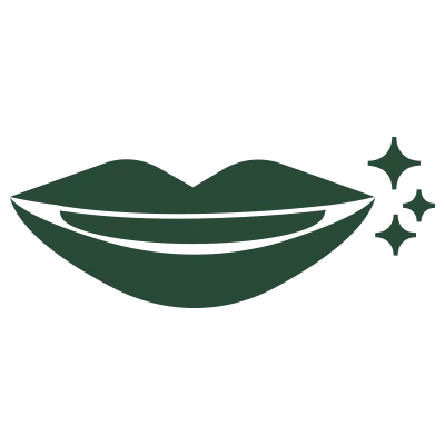 A green smile with sparkles